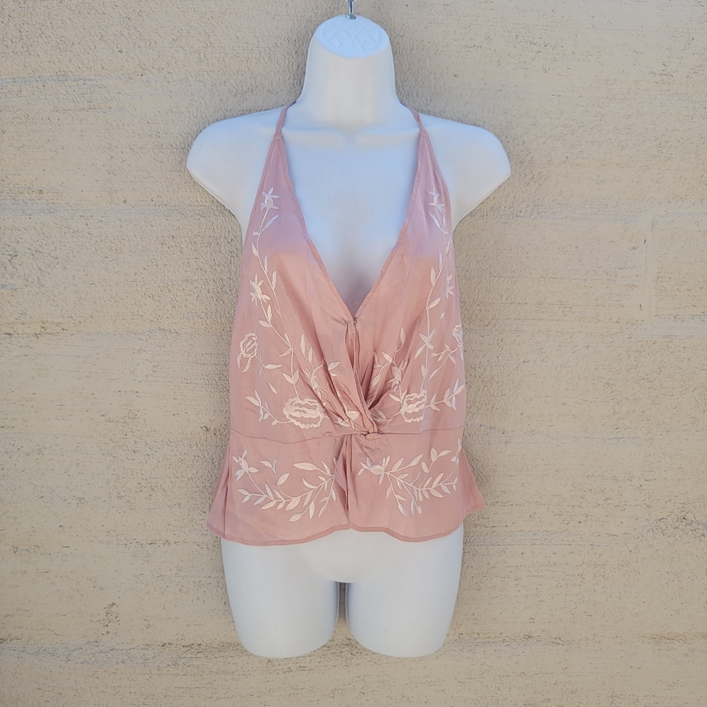 FREE PEOPLE S NEW Embroidery Floral Strappy Racerback Tank Top